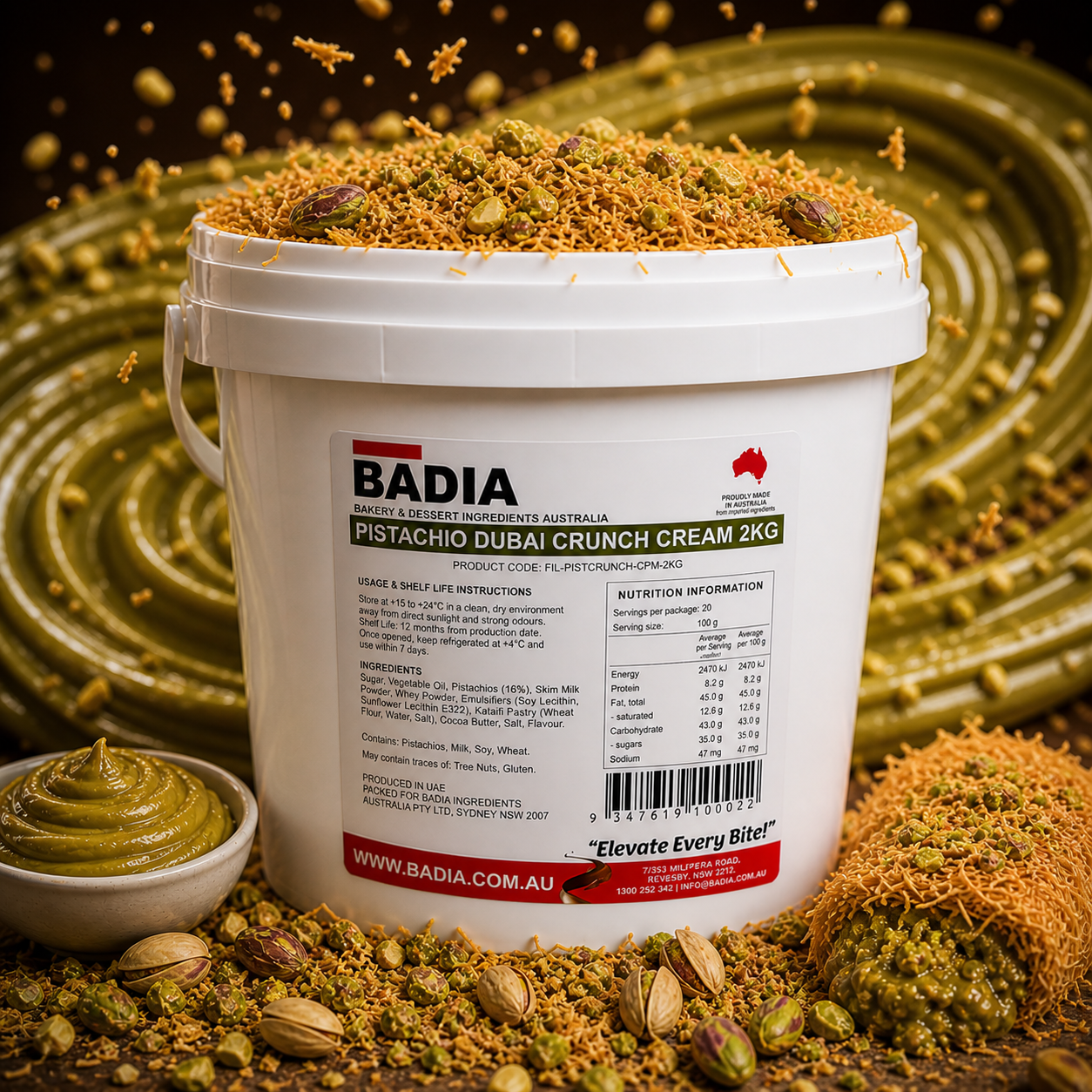 Badia Pistachio Dubai Crunch Spread - 2kg
