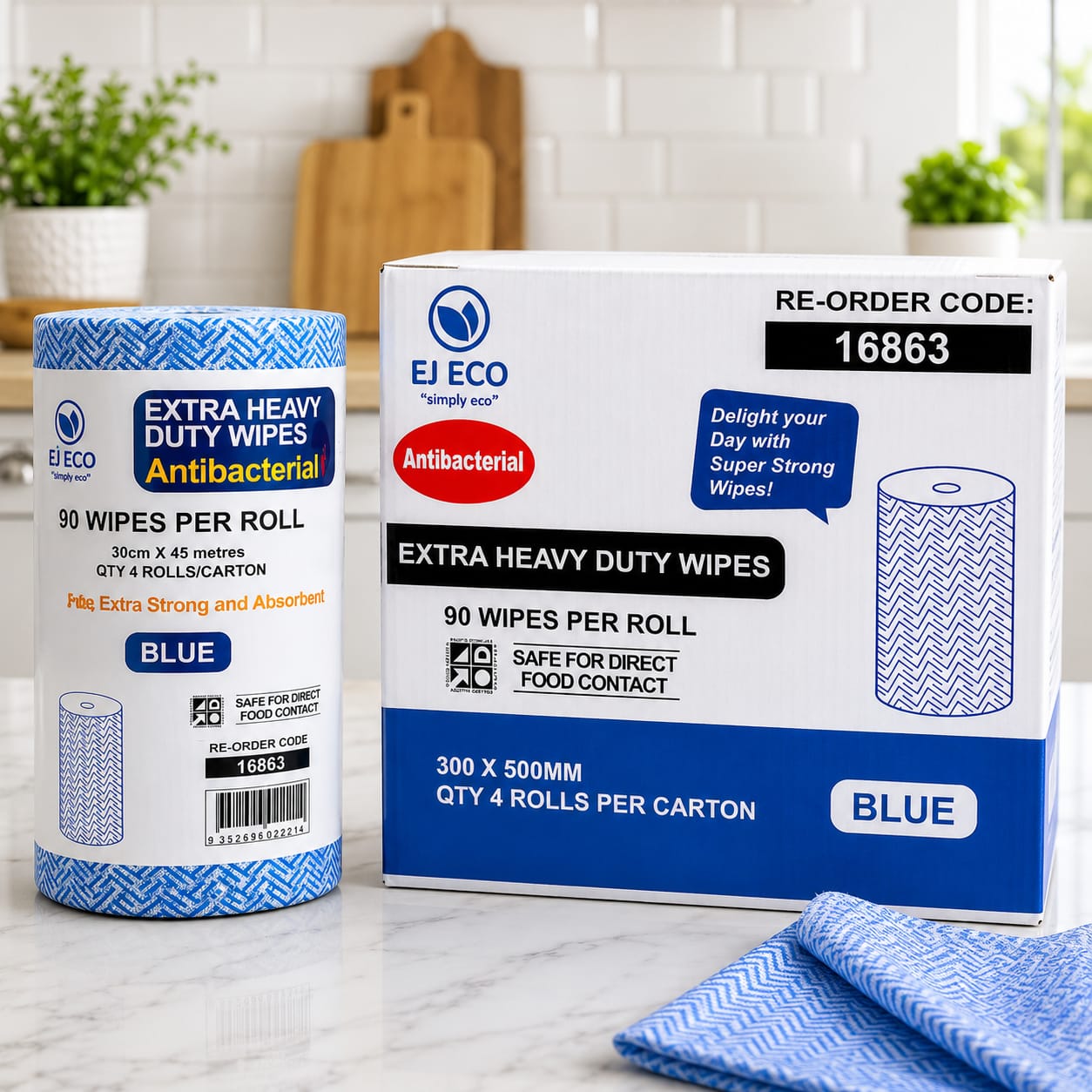 Extra Heavy Duty Anti Bacterial Wipes - 4 Rolls (BULK)