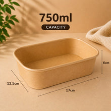Brown Kraft Rectangular Containers 750ml - 300pcs (BULK)