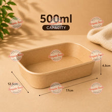Brown Kraft Rectangular Containers 500ml - 300pcs (BULK)
