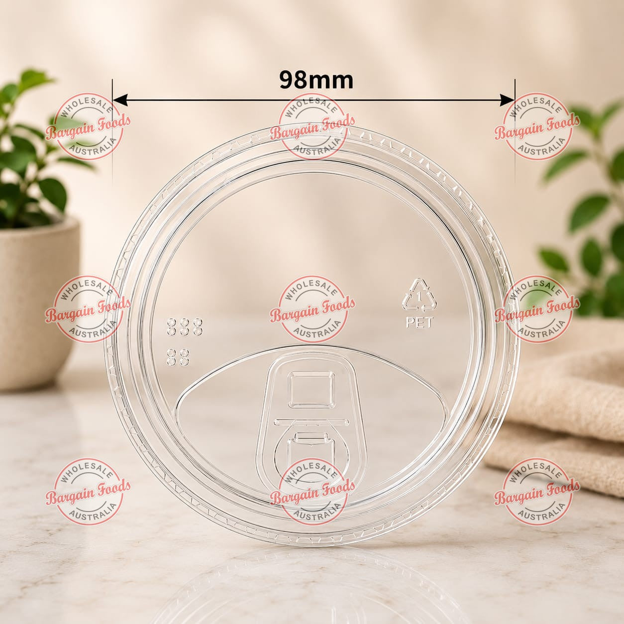 Clear Straw Free Flat Lids 98mm Top - 1000pcs (BULK)