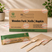 Wooden Cutlery Set Fork/Knife/Napkin - 400pcs (BULK)