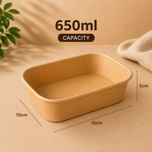 Brown Kraft Rectangular Containers 650ml - 300pcs (BULK)