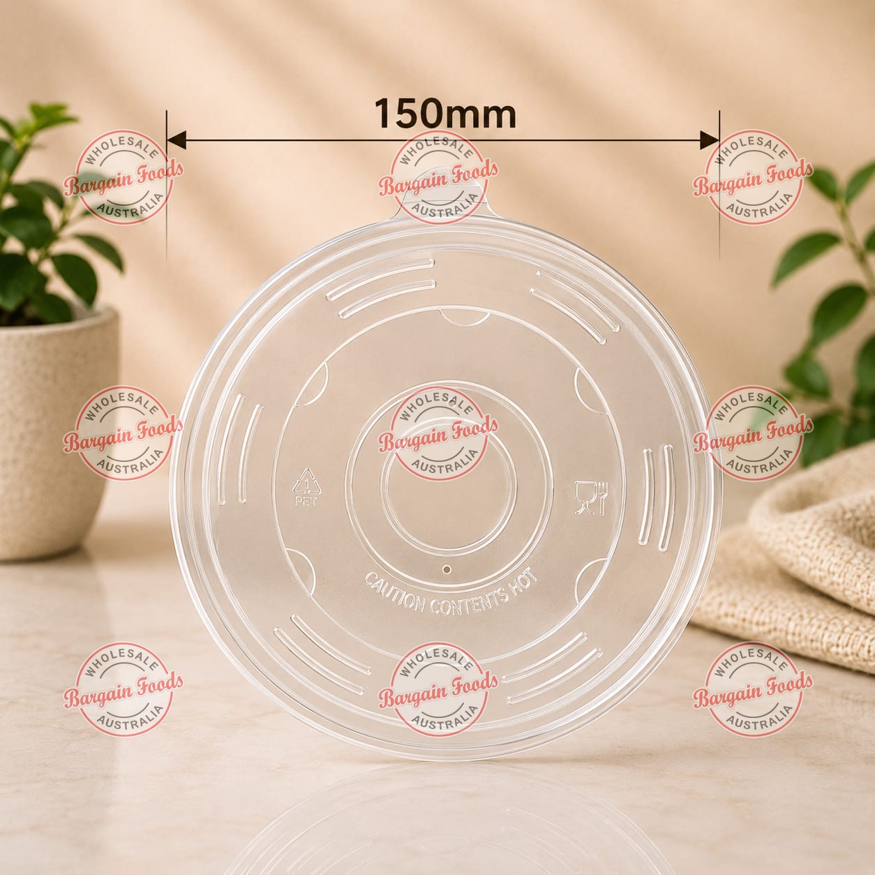 Salad Bowl Frosted Plastic 150mm Lids HOT FOOD - 300pcs (BULK)