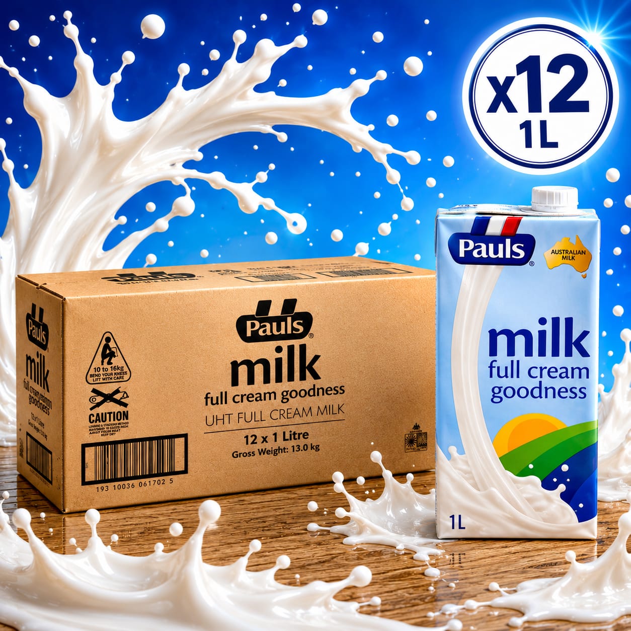 Pauls Long Life Full Cream Milk - 1L x12