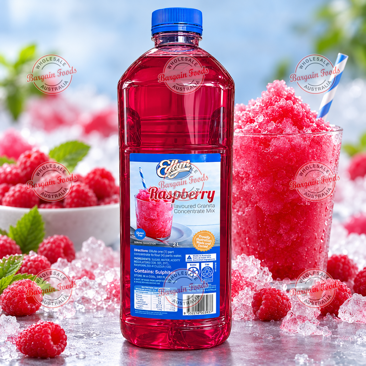 Edlyn Granita Raspberry Flavoured Slurpee Mix Syrup - 2L