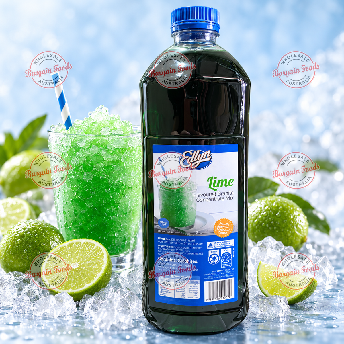 Edlyn Granita Lime Flavoured Slurpee Mix Syrup - 2L