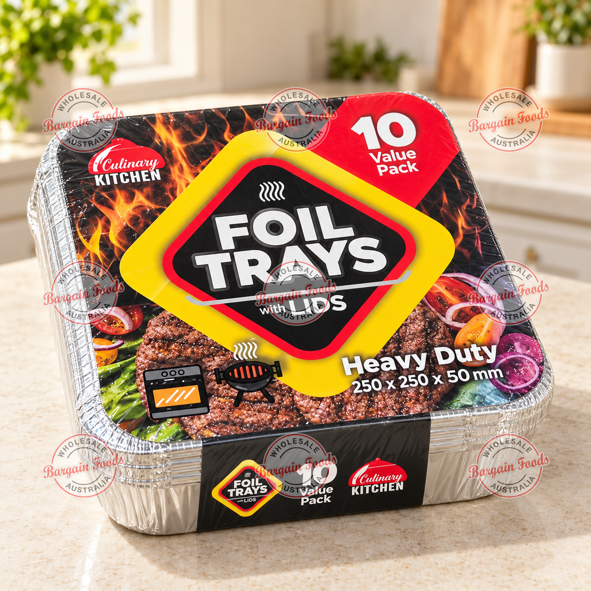 Culinary Kitchen Heavy Duty Foil Trays With Lids - 10pack CLEARANCCE