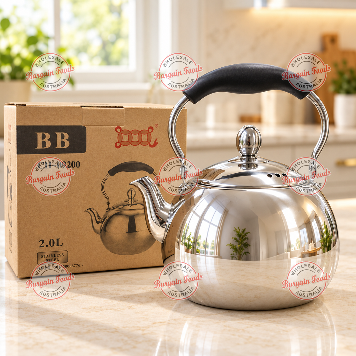 Stainless Steel Stove Top Tea Kettle - 2L CLEARANCE