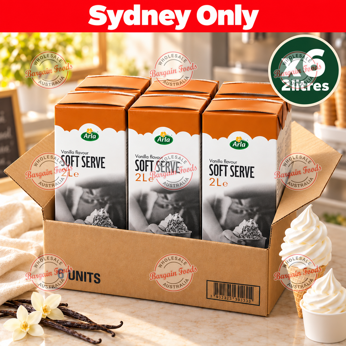 Arla Pro Vanilla Flavoured Soft Serve Mix - 2L x 6 (BULK)