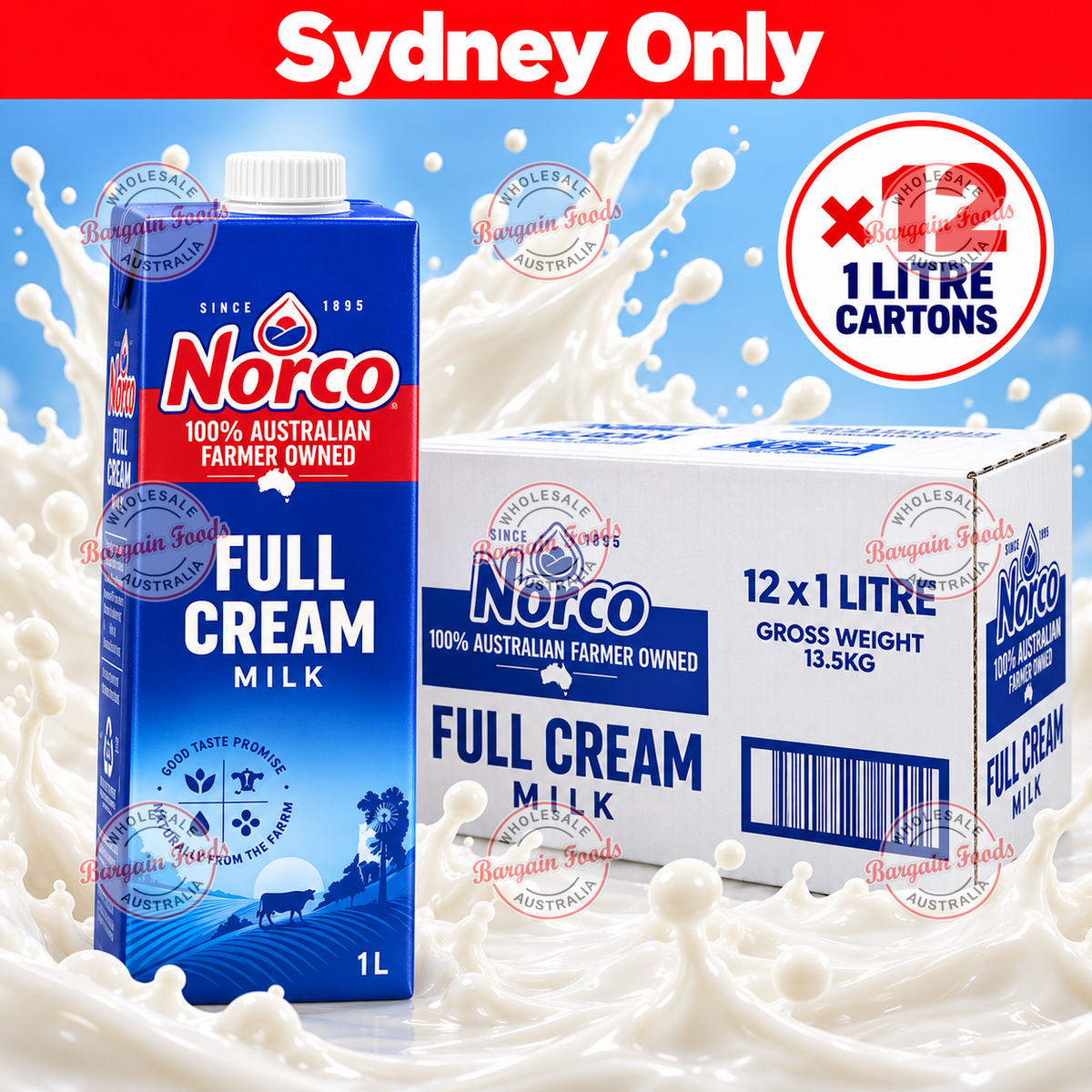 Norco Full Cream Milk - 1L x12 (BULK)