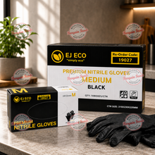 EJ ECO Premium Nitrile Black Medium Gloves Box - 10 x100 (BULK)