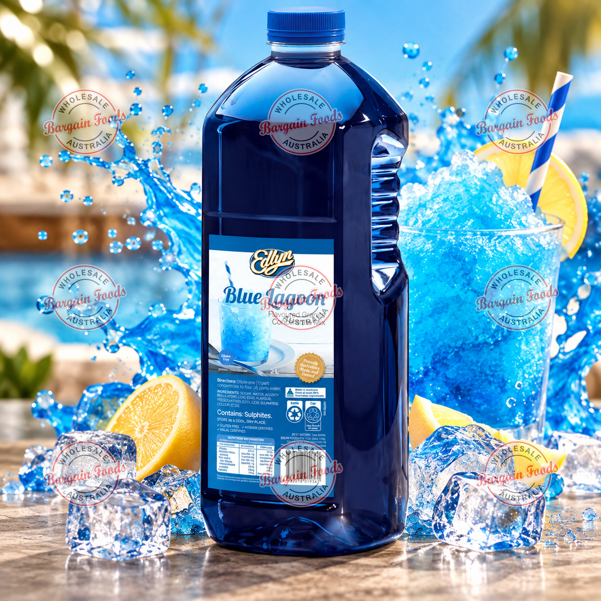 Edlyn Granita Blue Lagoon Flavoured Slurpee Mix Syrup - 2L