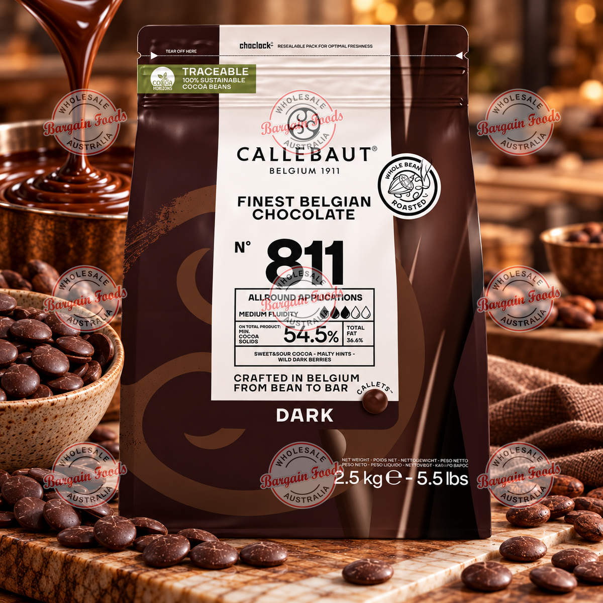 Callebaut 811 54.5% Couverture Dark Chocolate - 2.5kg
