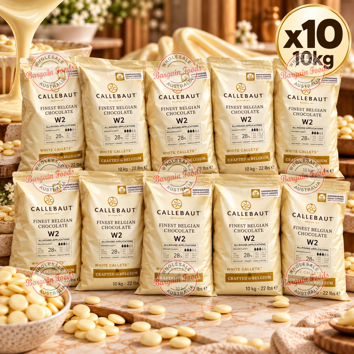 Callebaut W2 28% Couverture White Chocolate - 10kg x10 (BULK)