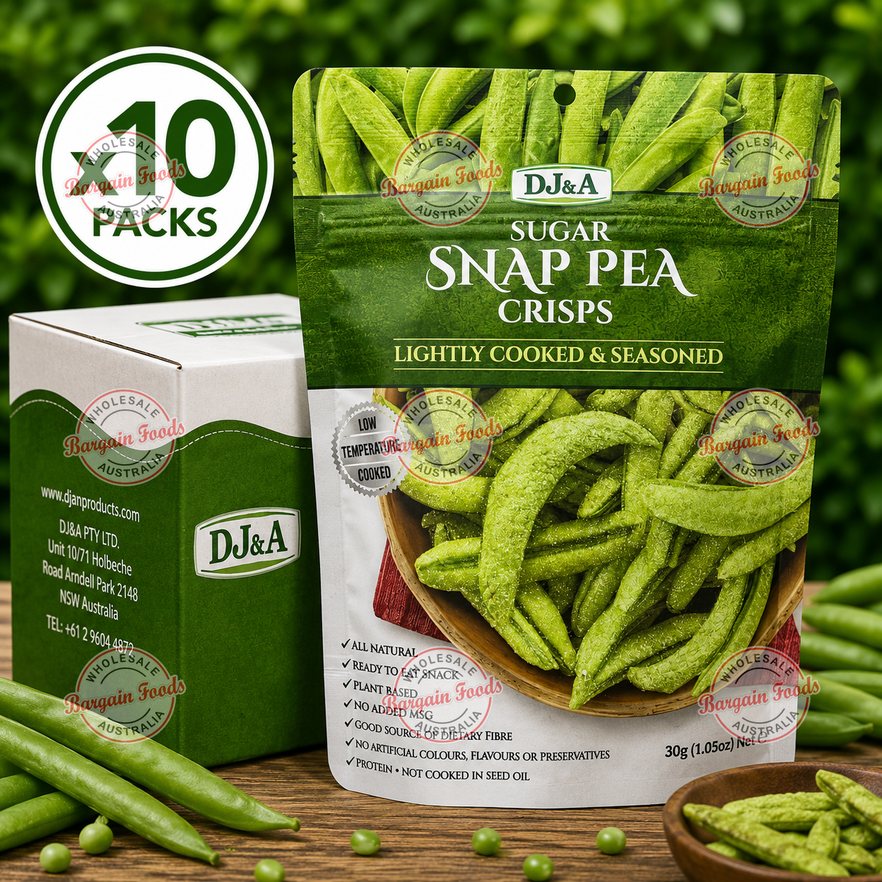 DJ&A Sugar Snap Pea Crisps - 30g x10 (BULK)