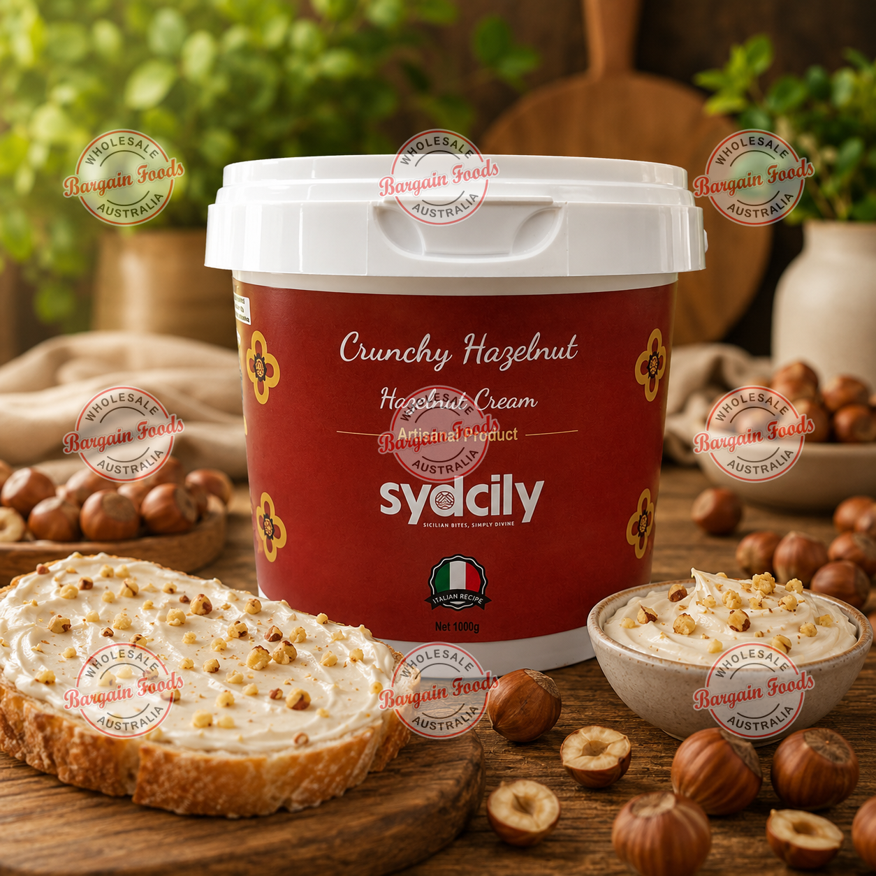 Sydcily Crunchy Hazelnut Cream Spread - 1kg (Like Bueno)
