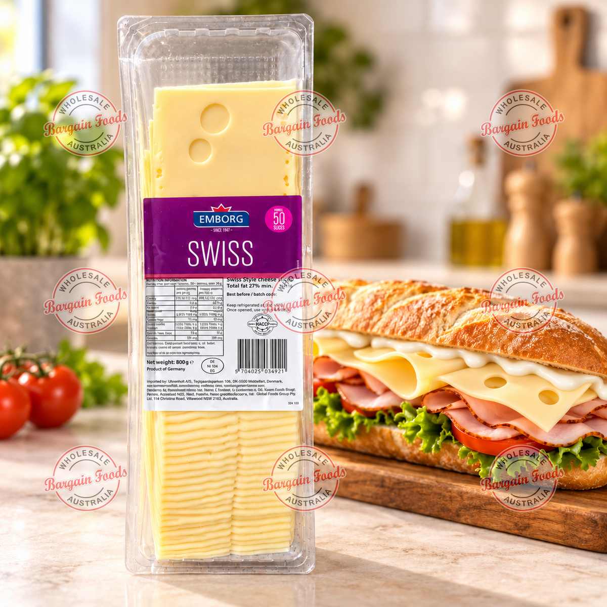 Emborg Swiss Cheese - 800g 50 Slices