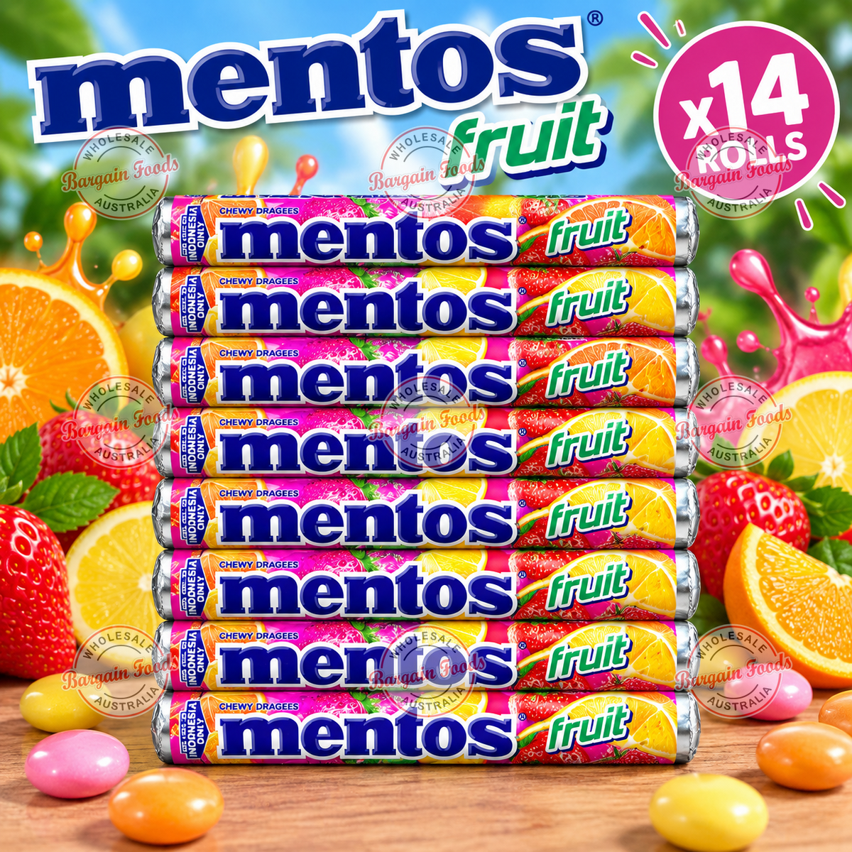 Mentos Roll Fruit Flavour - 14pack