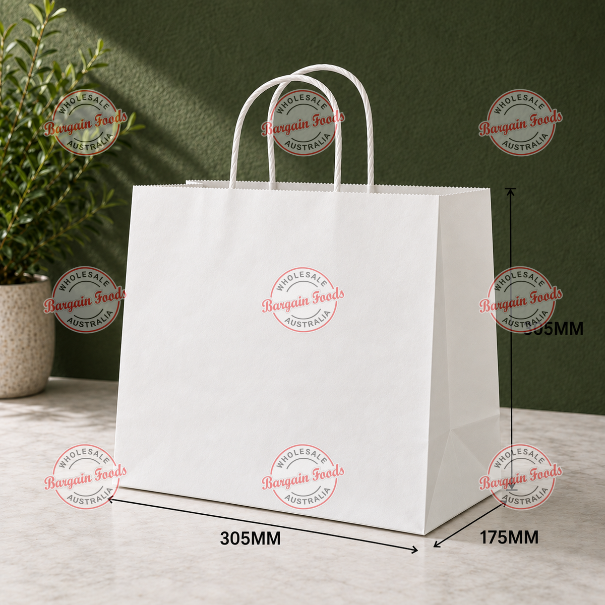 Kraft White Uber Bags Medium - 250pcs (BULK)