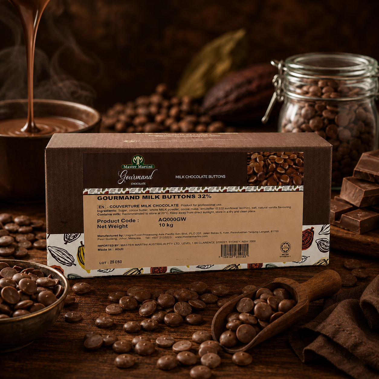 Master Martini 32% Couverture Milk Chocolate Melts - 10kg