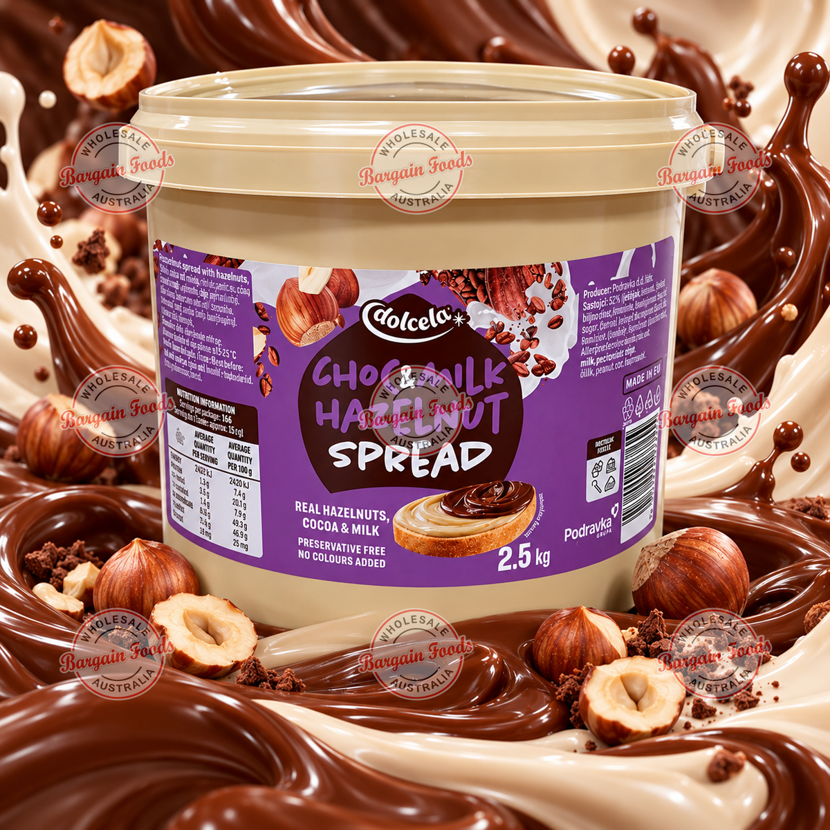 Dolcela Choc & Milk Hazelnut Spread - 2.5kg (Like Milkyway) BB 20/08/26