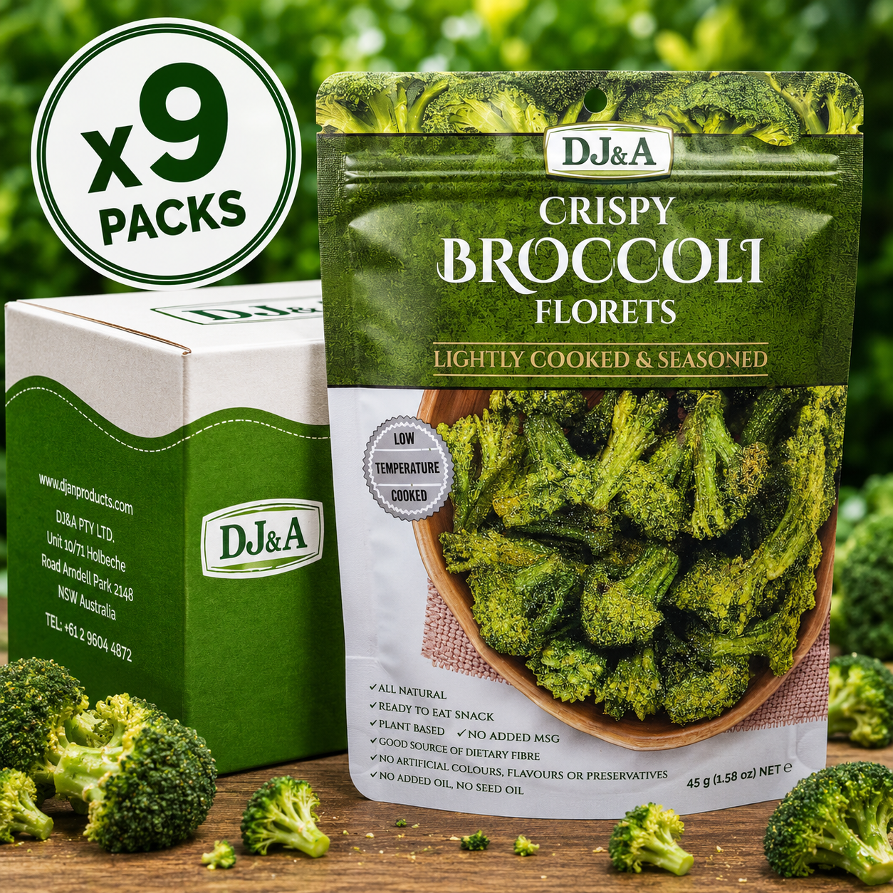 DJ&A Crispy Broccoli Florets - 45g x9 (BULK)