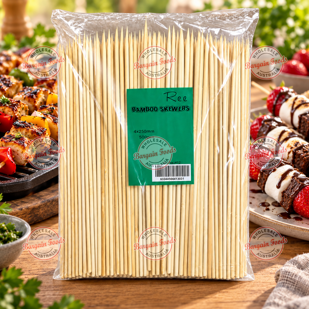 Bamboo Skewers 4mm x250mm - 500pcs