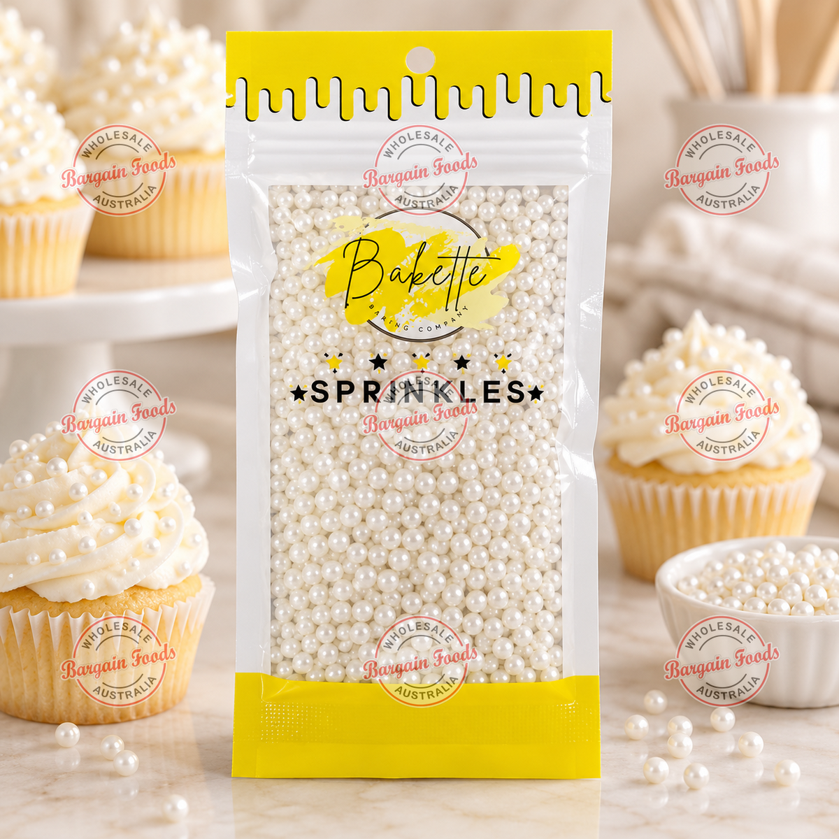 Bakette Pearly White Sugar Pearls - 56g