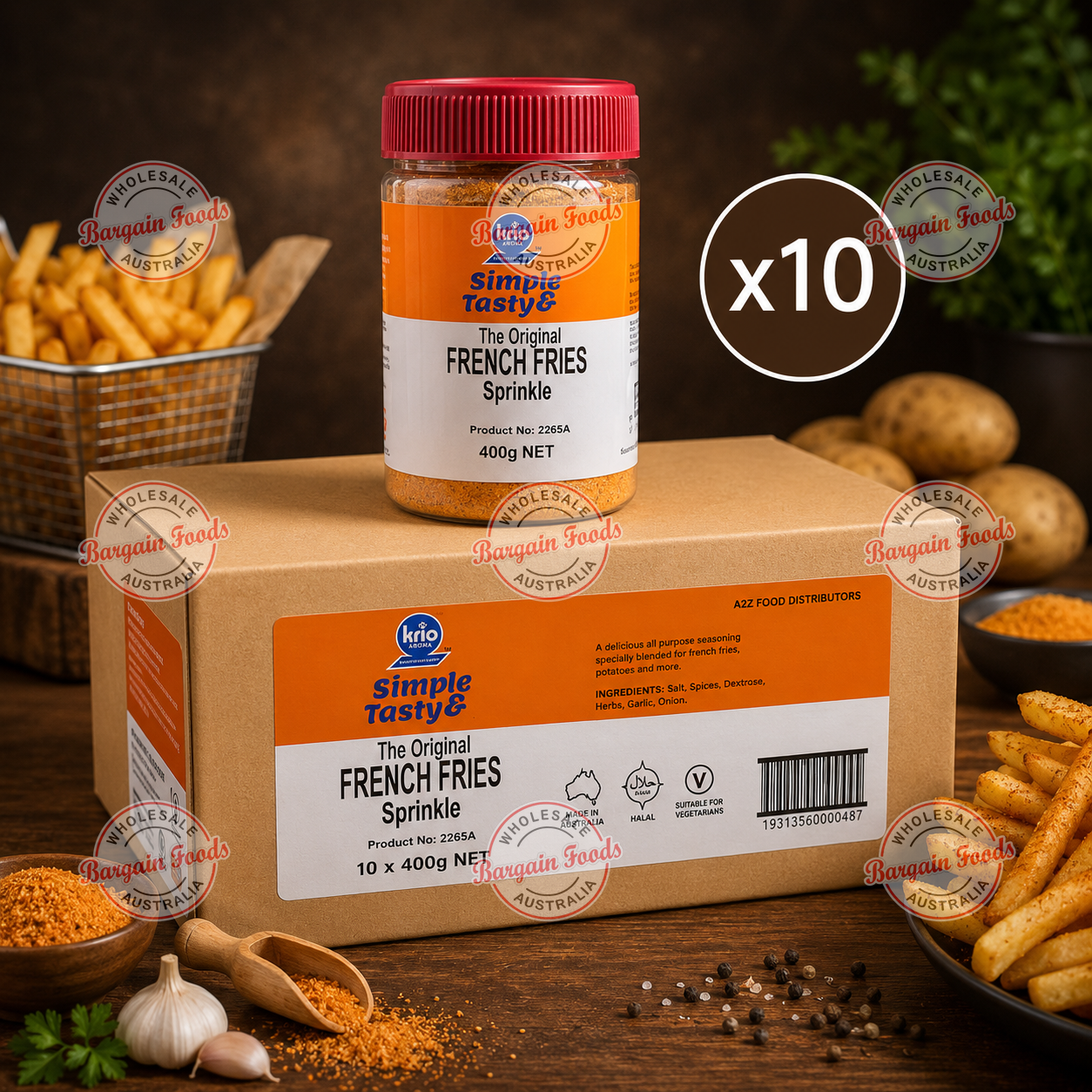 Krio French Fries Sprinkle Seasoning - 400g x10 (BULK) CLEARANCE