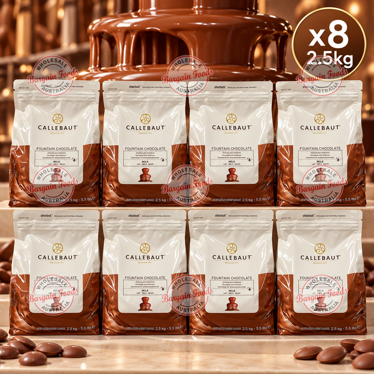 Callebaut Milk Fountain Chocolate - 2.5kg x8 (BULK)