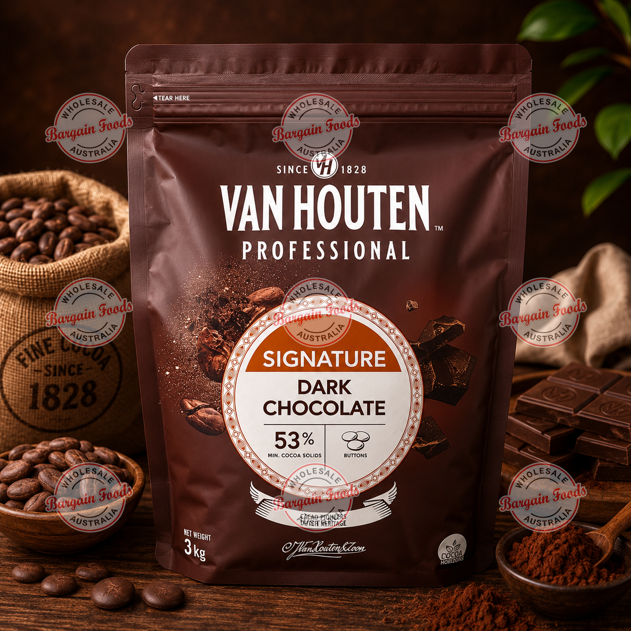 Van Houten Couverture 53% Dark Chocolate Melts - 3kg