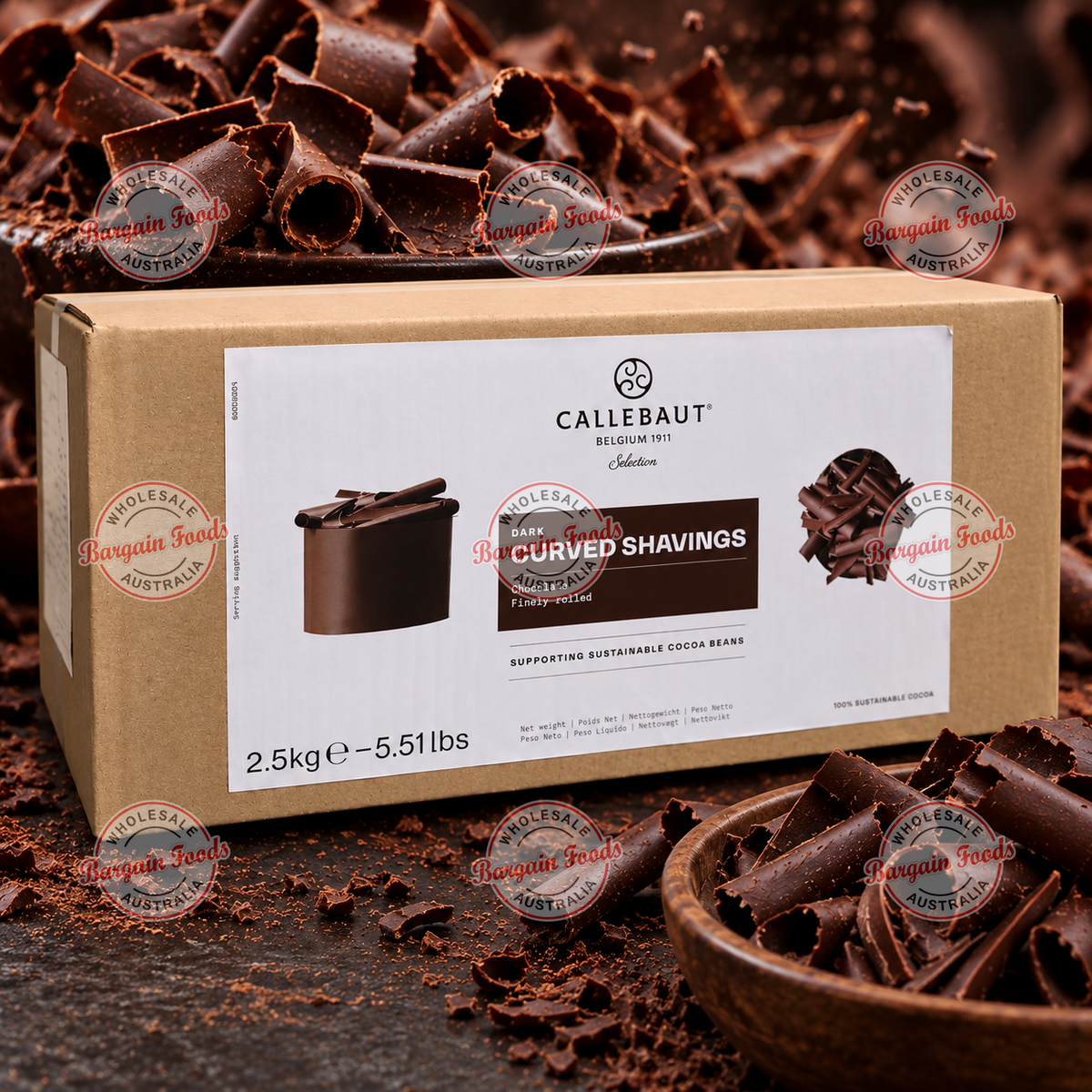 Callebaut Dark Chocolate Curved Shavings - 2.5kg