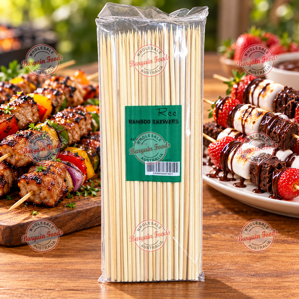 Bamboo Skewers 4mm x250mm - 100pcs