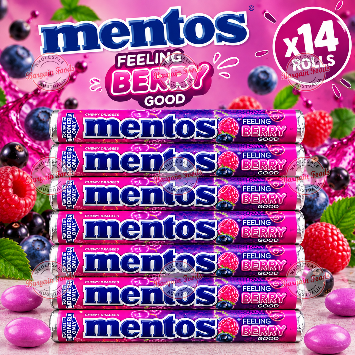 Mentos Roll Feelin Good Berry Flavour - 14pack