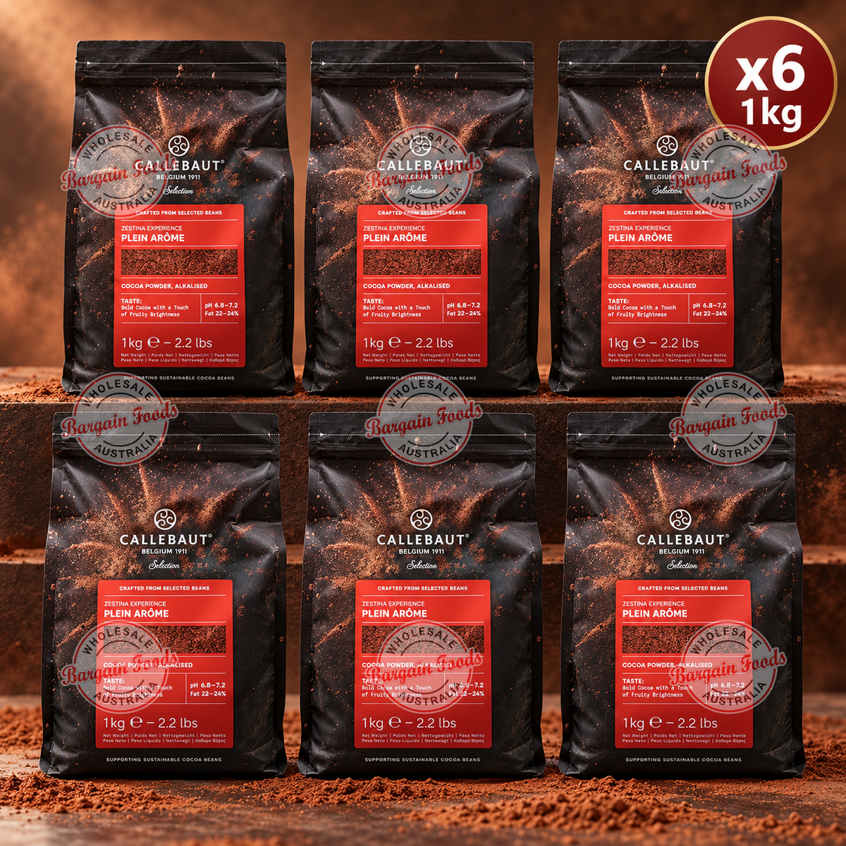 Callebaut Plein Arome Alkalised Cocoa Powder - 1kg x6 (BULK)