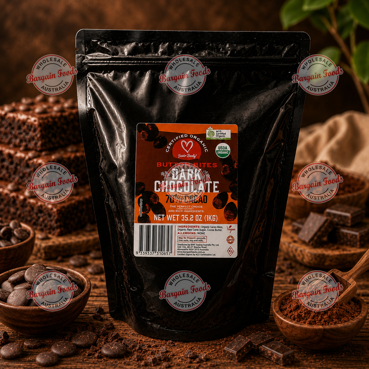 Dark Chocolate Button Bites 70% Cacao - 1kg