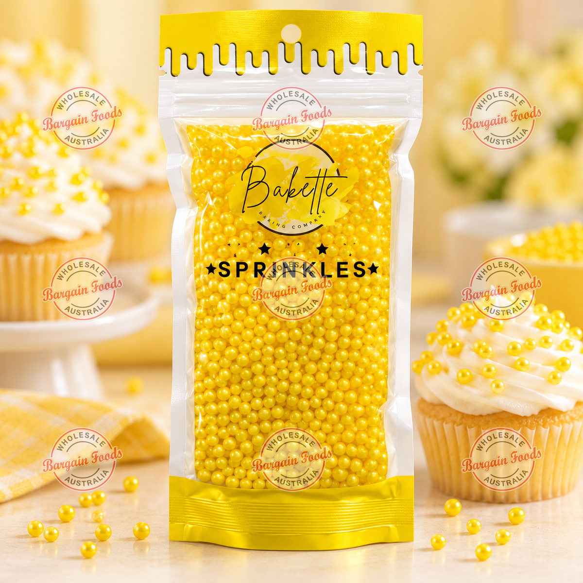 Bakette Pearly Yellow Sugar Pearls - 56g