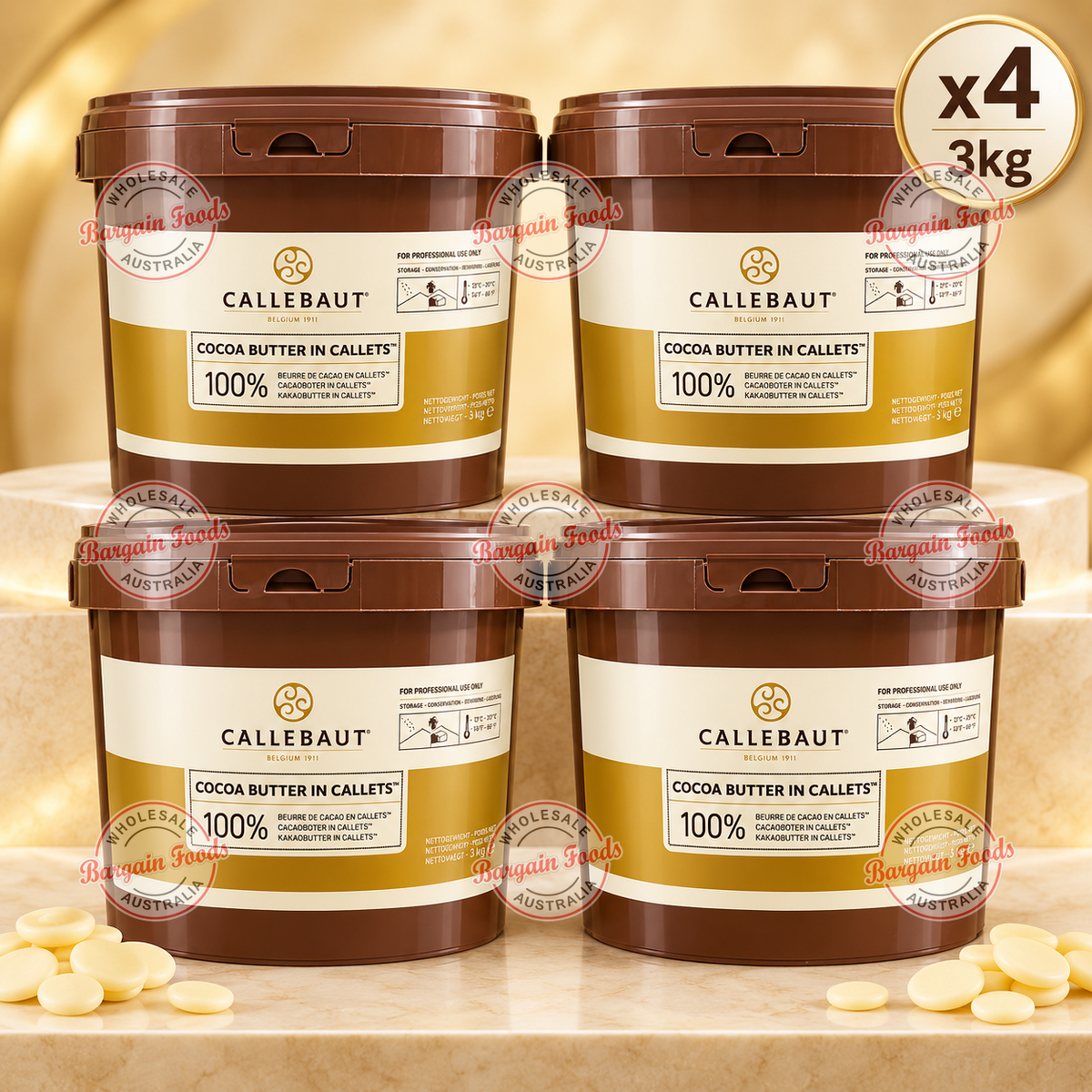 Callebaut 100% Cocoa Butter - 3kg x4 (BULK)