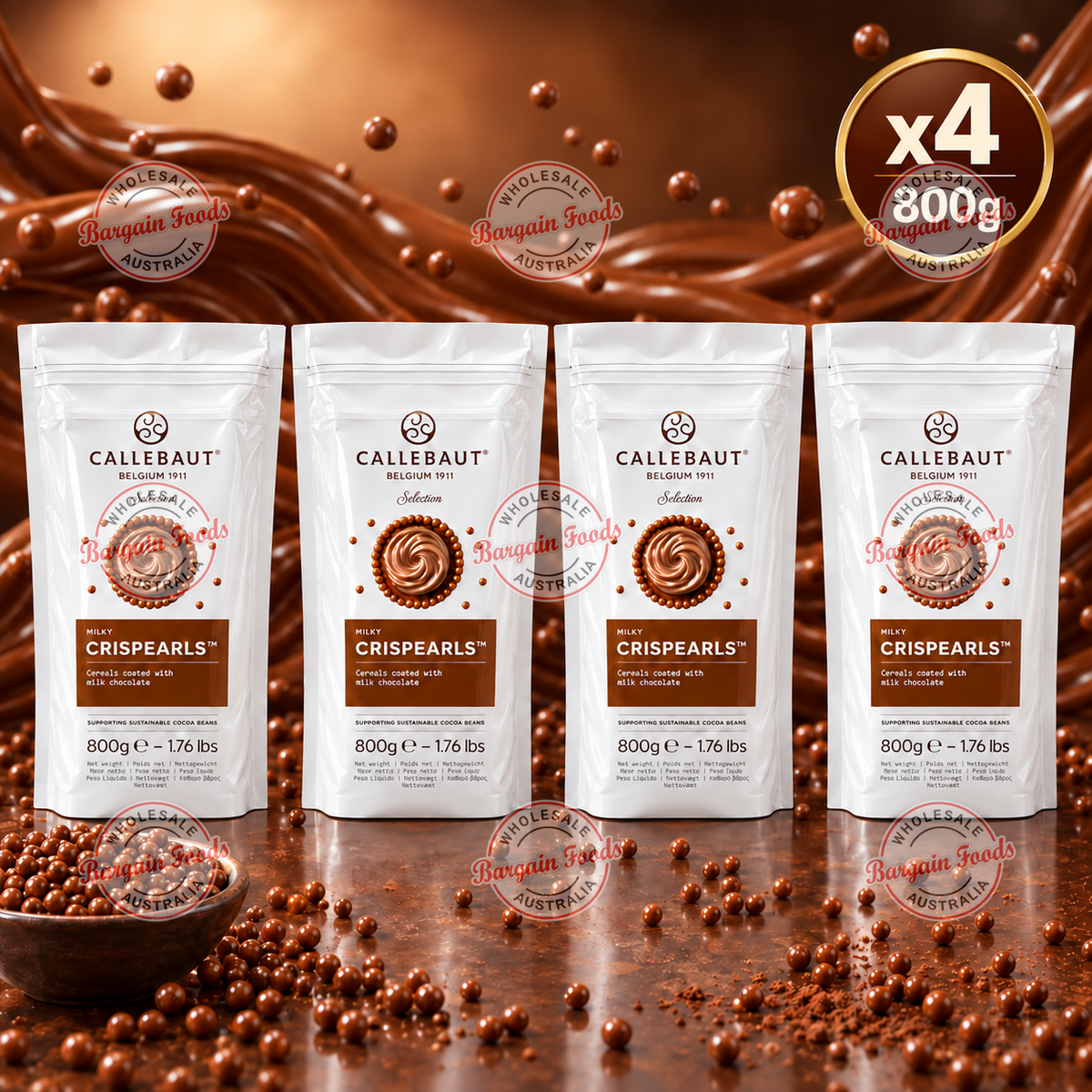 Callebaut Milk Chocolate Crisp Pearls - 800g x4 (BULK)