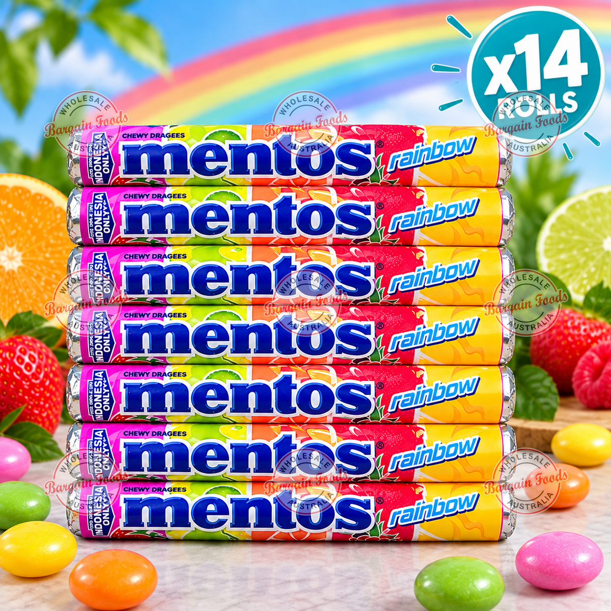 Mentos Roll Rainbow Flavour - 14pack
