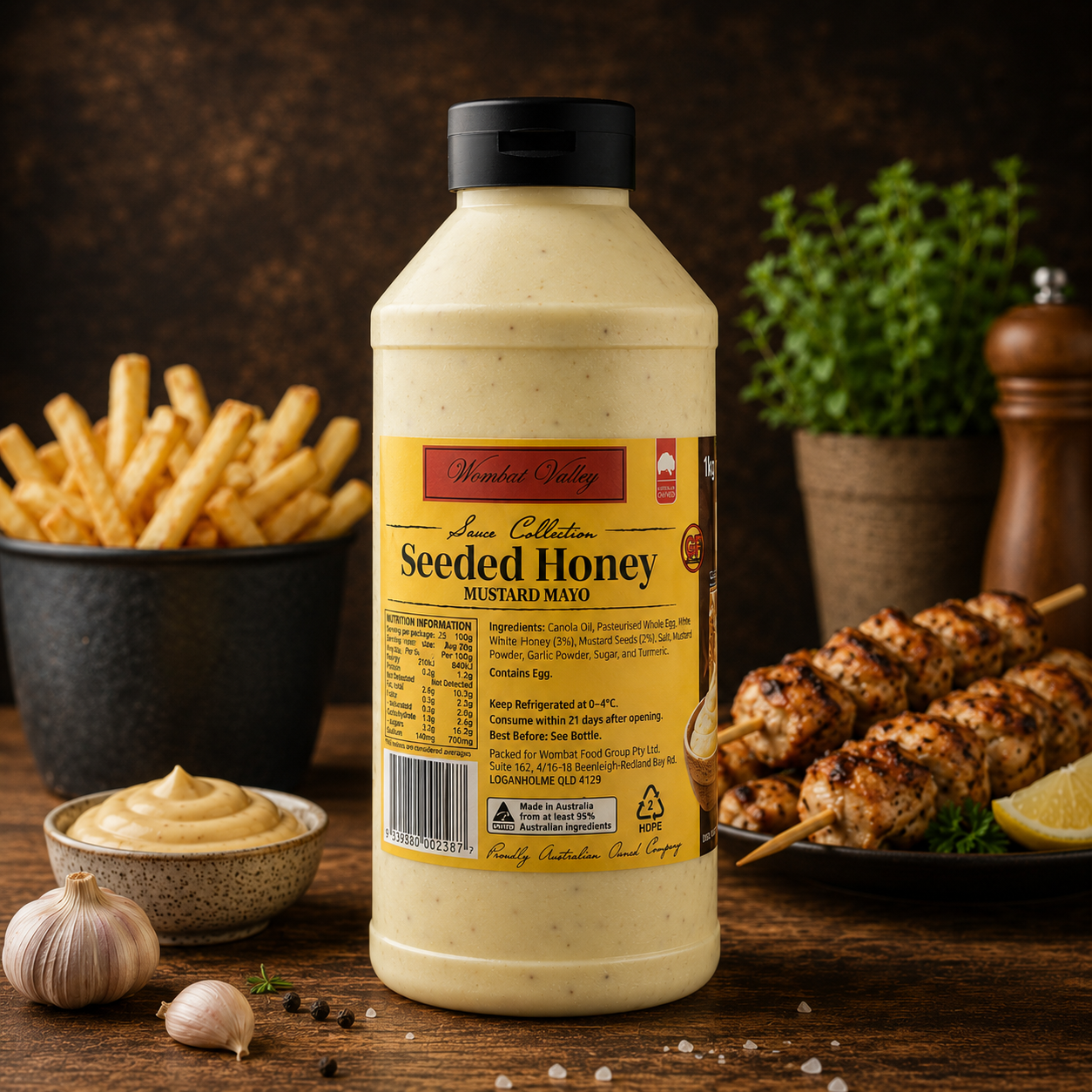 Wombat Valley Seeded Honey Mustard Mayo Sauce - 1kg