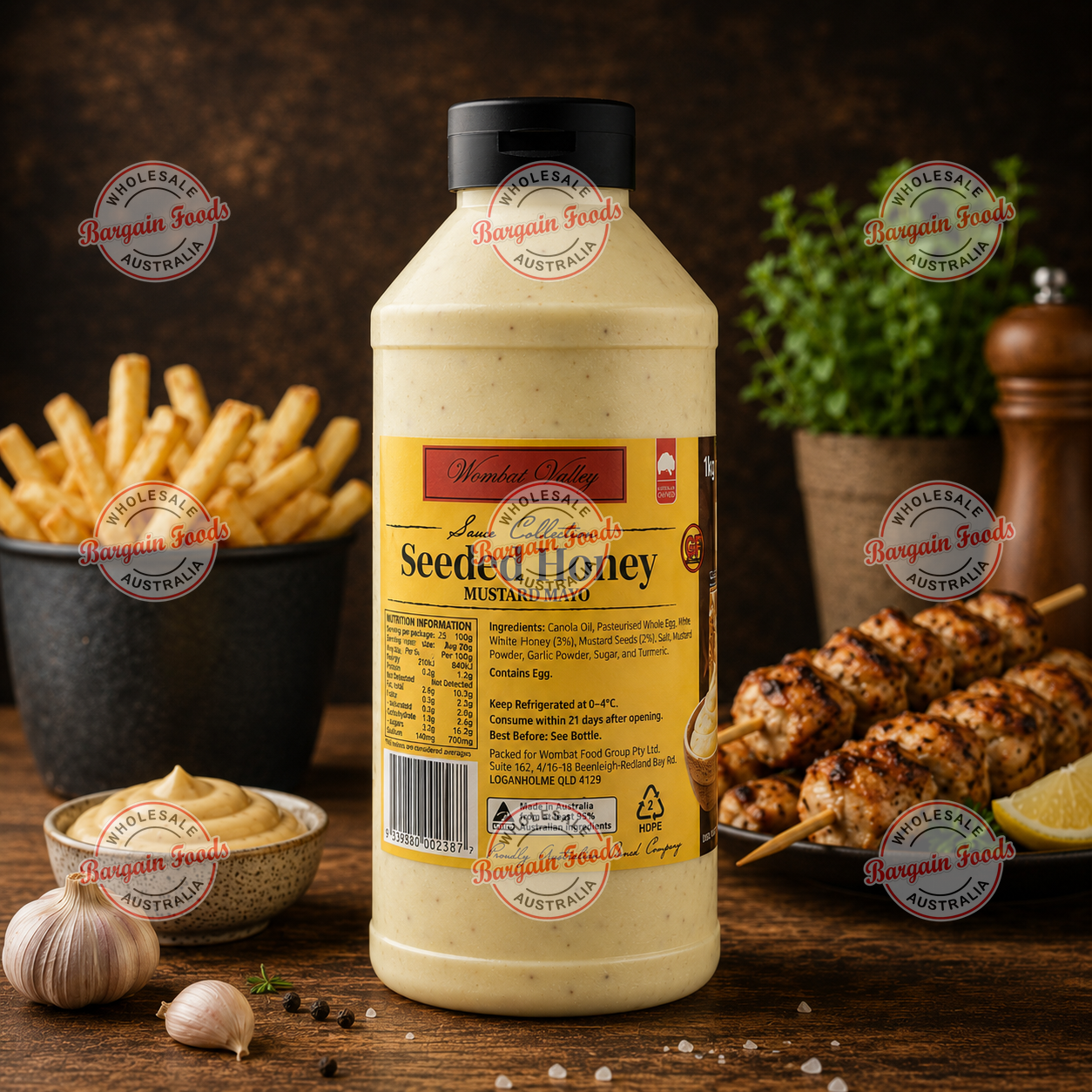 Wombat Valley Seeded Honey Mustard Mayo Sauce - 1kg