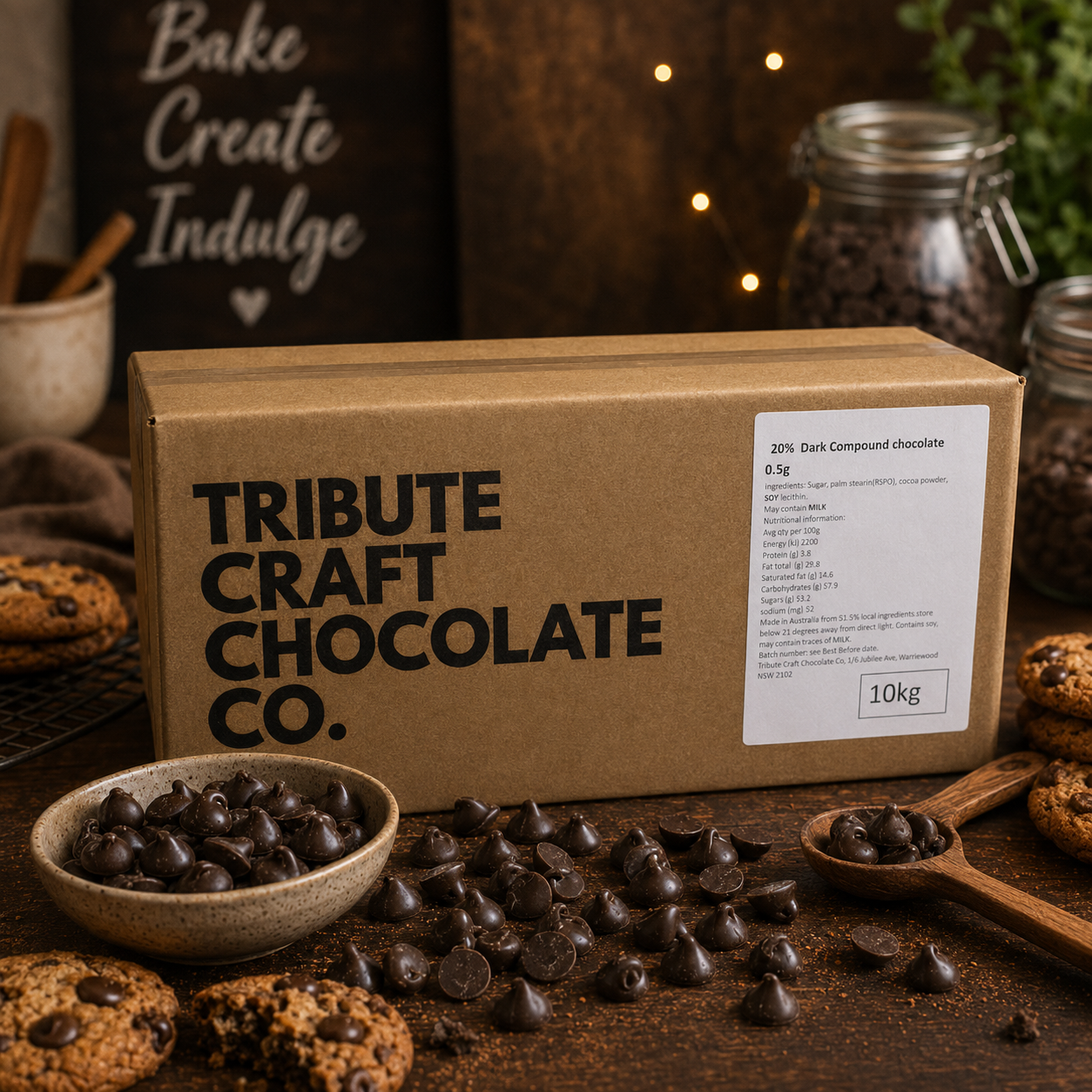 Tribute 20% Compound Dark Chocolate 0.5 Baking Callets - 10kg