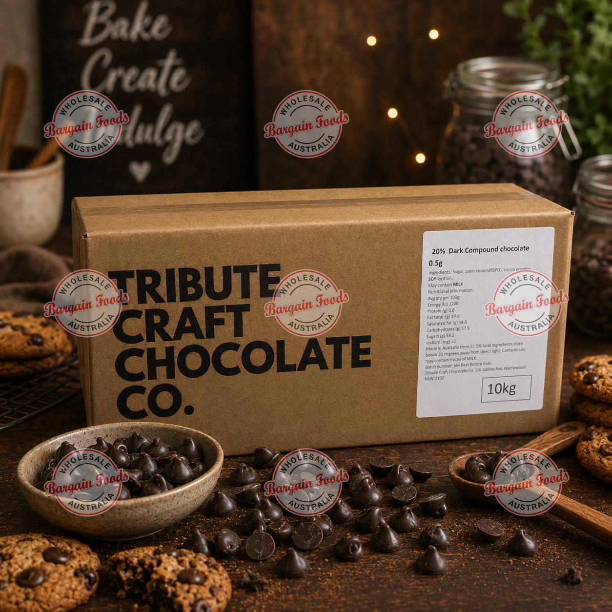 Tribute 20% Compound Dark Chocolate 0.5g Callets - 10kg