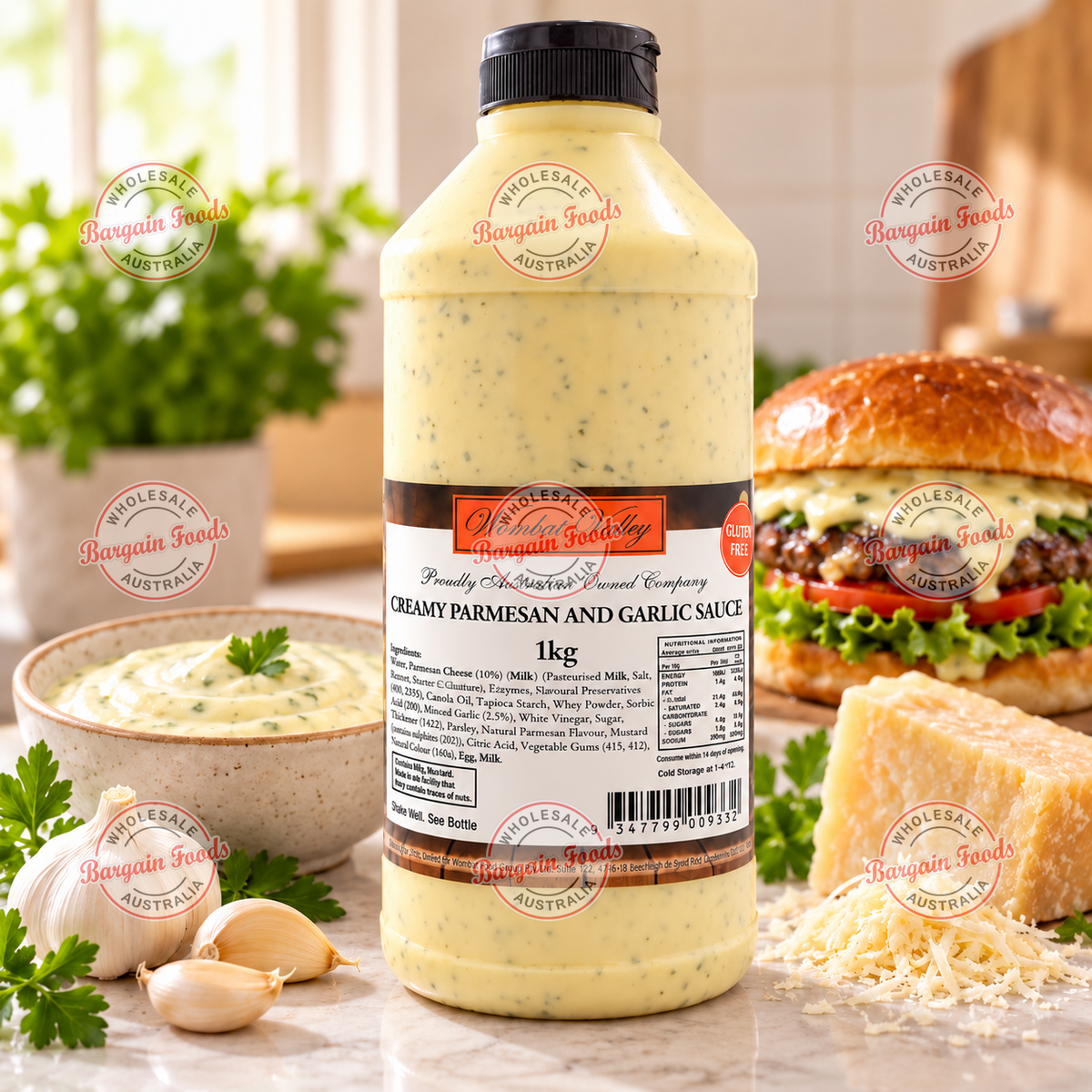 Wombat Valley Creamy Parmesan & Garlic Sauce - 1kg