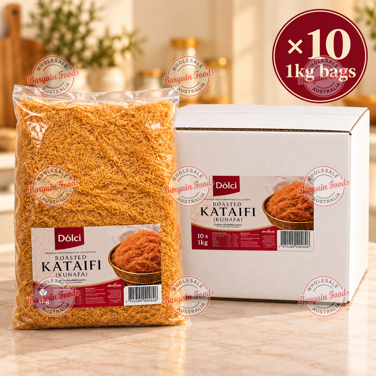 Dolci Roasted Kataifi Golden Shredded Pastry - 1kg x10 (BULK)