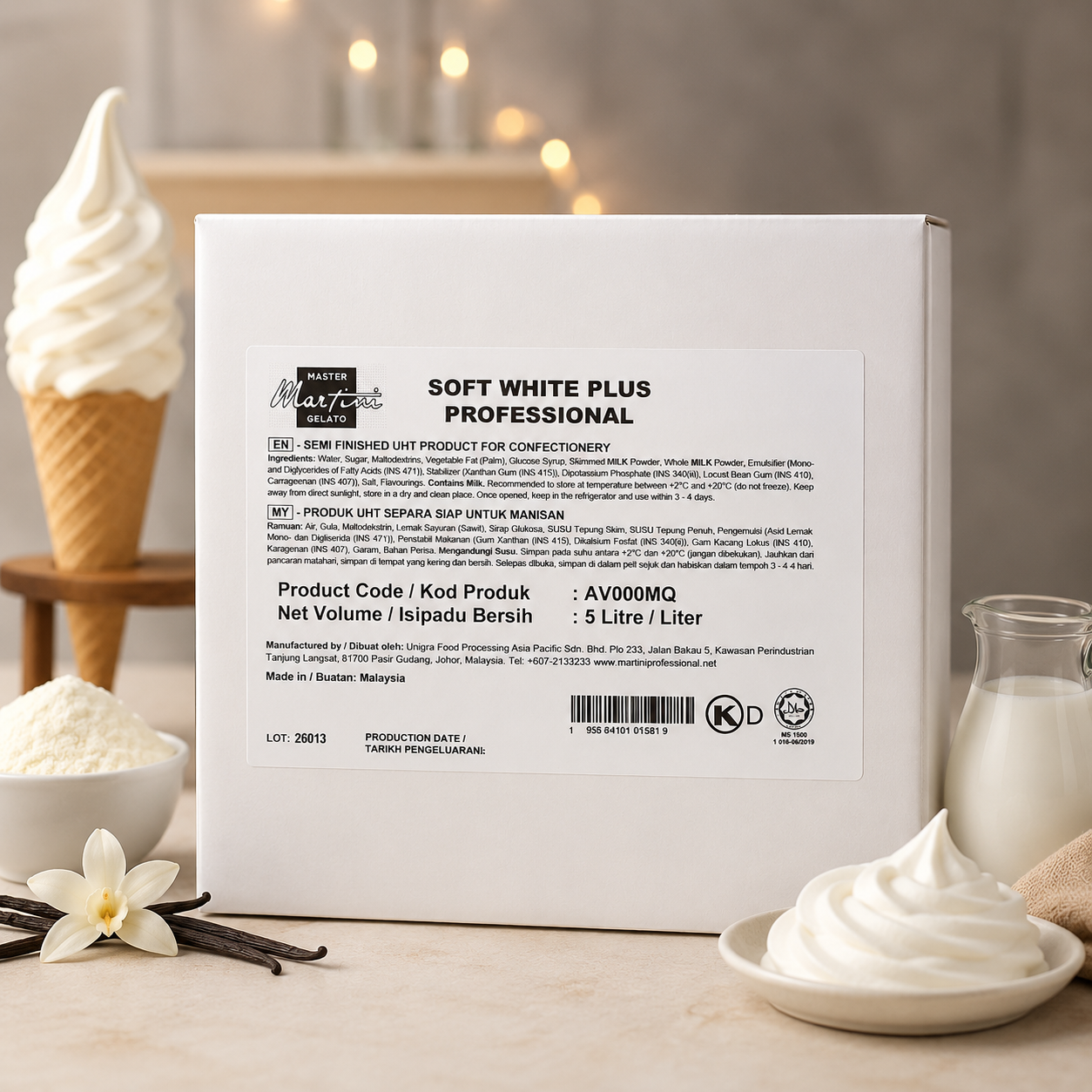 Master Martini Soft White Plus Professional Soft Serve Mix - 5L