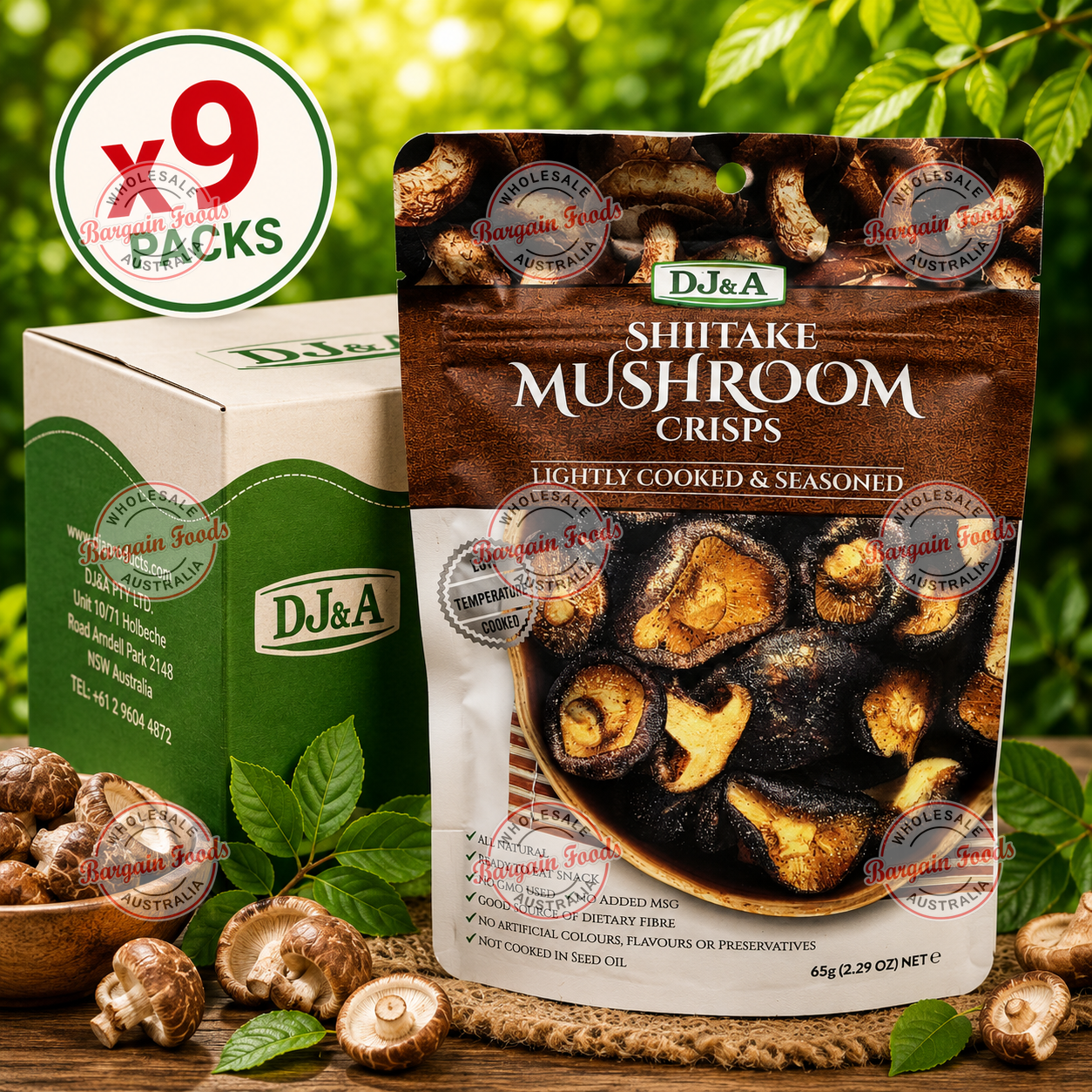 DJ&A Shiitake Mushroom Crisps - 65g x9 (BULK)