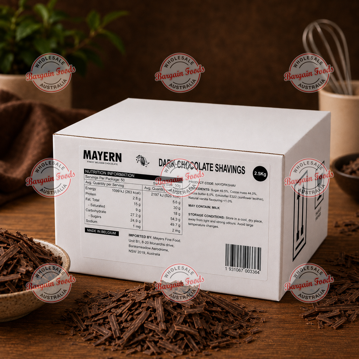 Mayern Couverture Dark Chocolate Shavings - 2.5kg